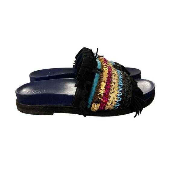 TORY BURCH Isle Slide Embellished Slip-On Sandals Size 8 - Picture 3 of 11